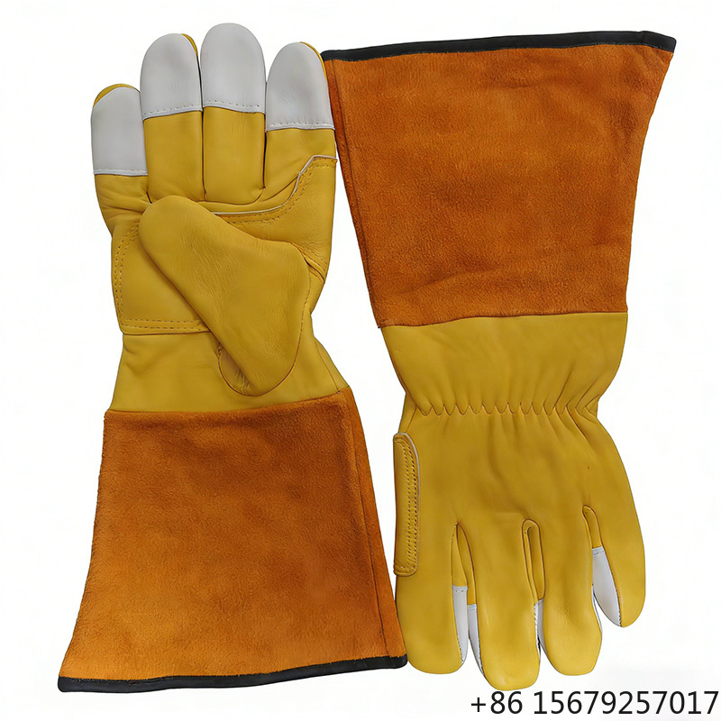 Leather Work Winter Gloves - カスタムロゴ入り高品質冬用革製溶接作業用手袋、冬の作業用大型厚手手袋