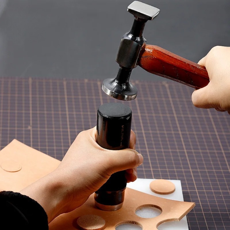 Leatherwork Mallet - 1PC 炭素鋼ダブルヘッドレザーマレットスムーズチェーシングハンマープロの靴屋ハンマー革工芸 DIY ハンドツール用