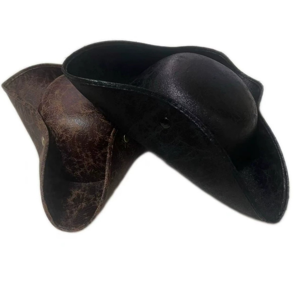 Leather Work Hat - 太陽の帽子フェイクレザー海賊帽子ヴィンテージキャプテンハット男性女性パーティーコスプレ衣装写真撮影用