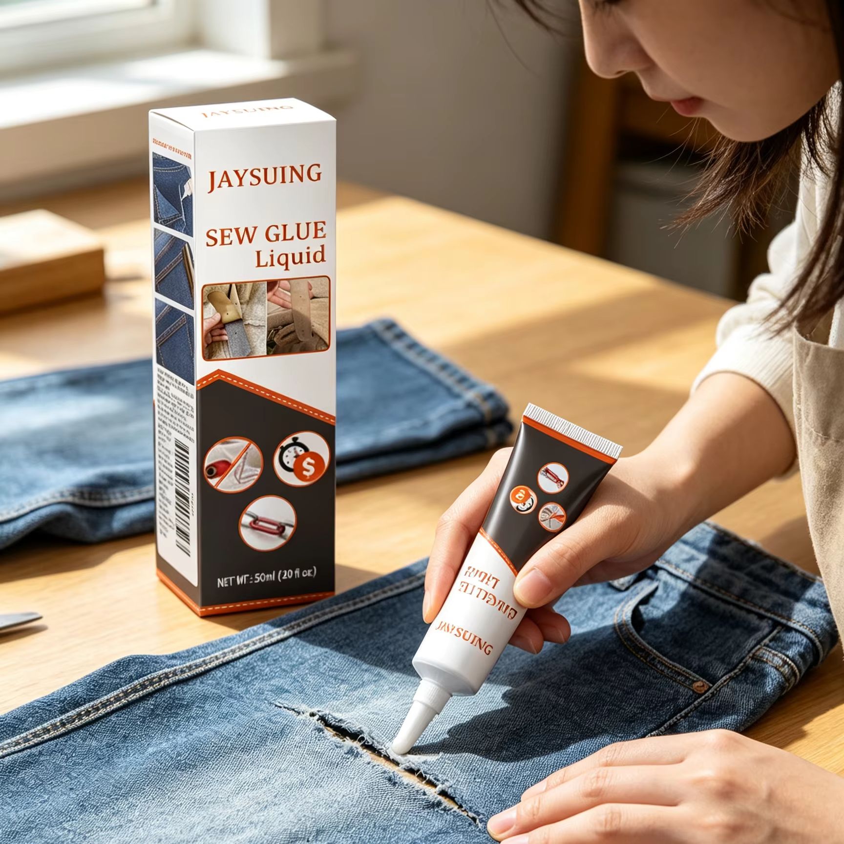 Contact Cement Leather - ジェイスイング縫製用接着剤 衣類修理 速乾 透明 洗濯可能 布＆革用接着剤