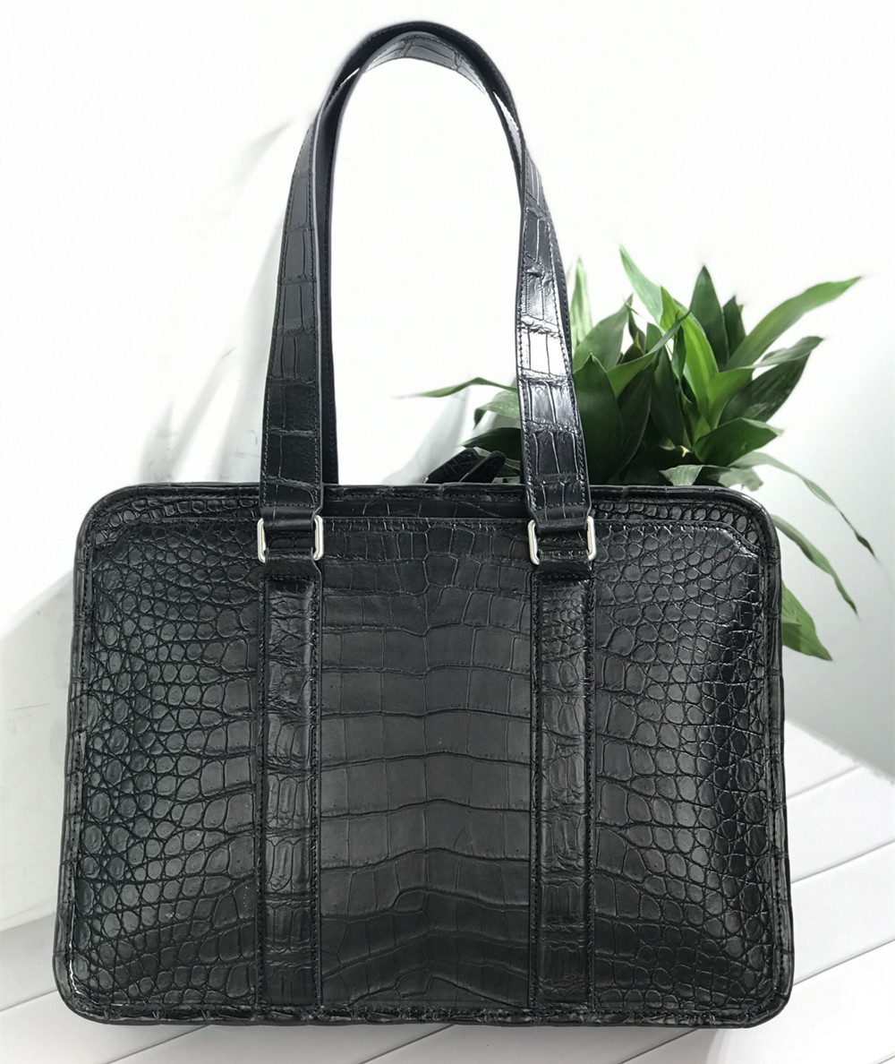 Leather Work Handbag - 新しいクロコダイルレザーラップトップバッグ 本物のクロコダイルレザー メンズブリーフケース 高級ブランド メンズハンドバッグ ワンショルダー
