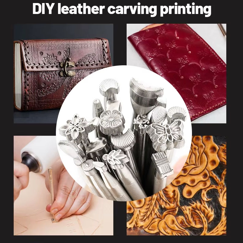 20個入り革印鑑彫刻ツールセット、スタンプ印刷パンチツールキ - Leatherwork Kit のレビューと価格