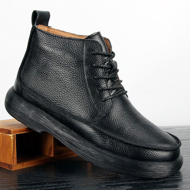 LIHUAMAO 黒牛革ワークブーツオートバイウエスタンワー - Leather Work Western のレビューと価格