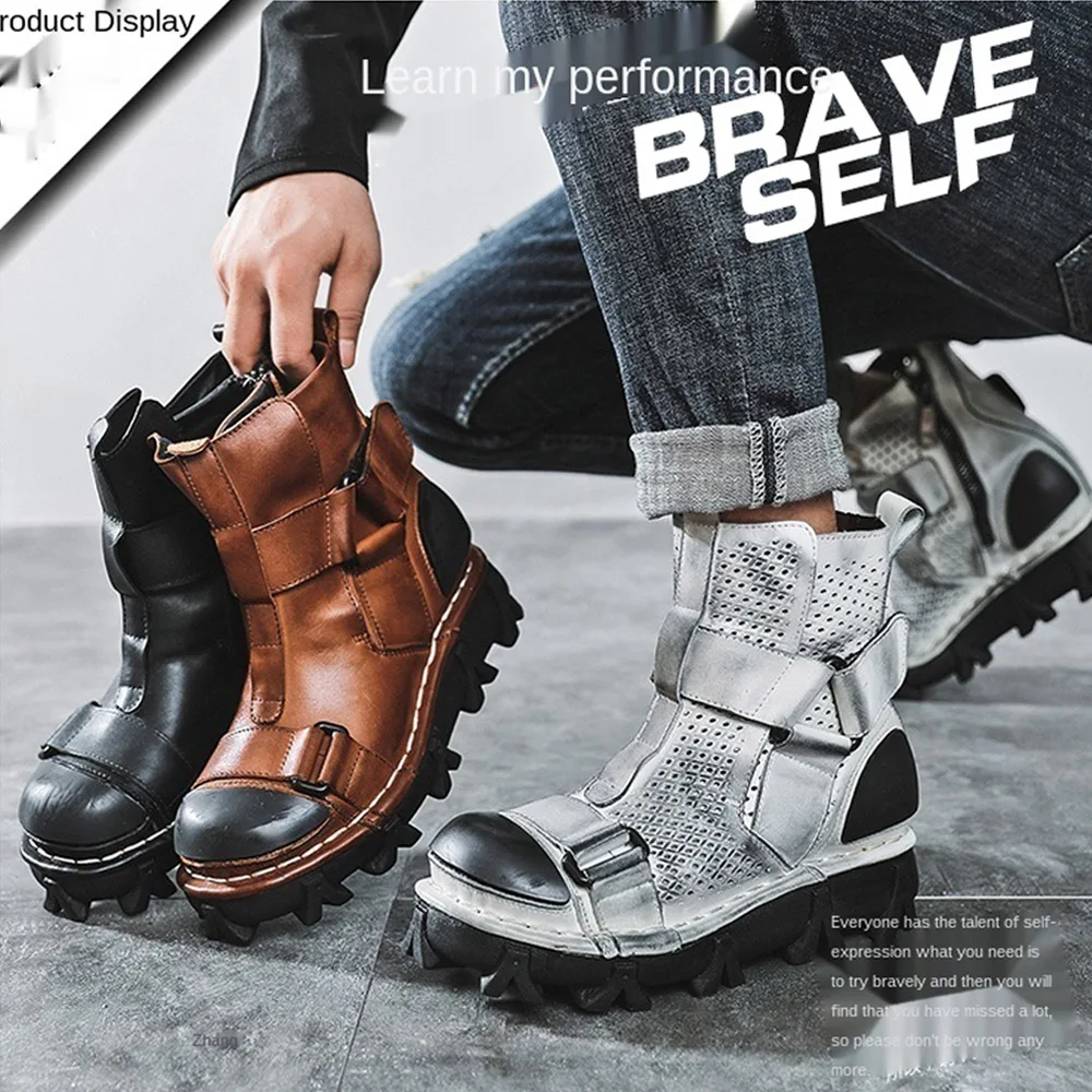 メンズ本革オートバイブーツ、ゴススカルパンクミッドカーフウエ - Leather Work Western のレビューと価格