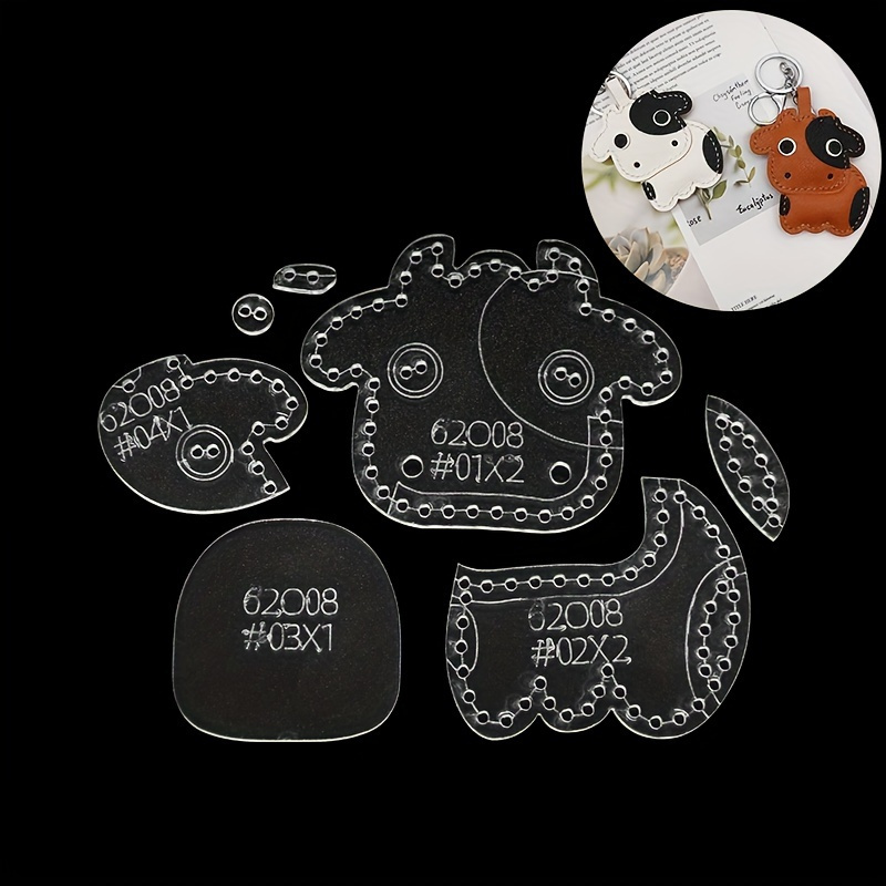 7 ピース/セットかわいい漫画牛アクリルテンプレート DIY - Leatherwork Kit のレビューと価格
