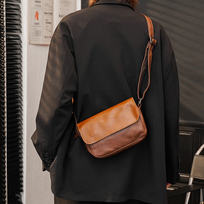 レトロショルダーバッグ男性クロスボディバッグストリートファッ - Leather Work Handbag のレビューと価格