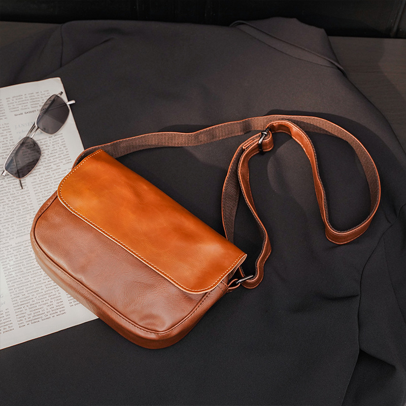 レトロショルダーバッグ男性クロスボディバッグストリートファッ - Leather Work Handbag のレビューと価格