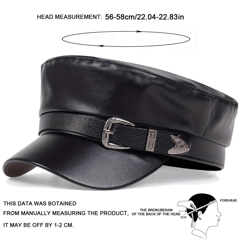 ファッション女性用大型ベルトバックルレザーハット春秋セーラー - Leather Work Hat のレビューと価格