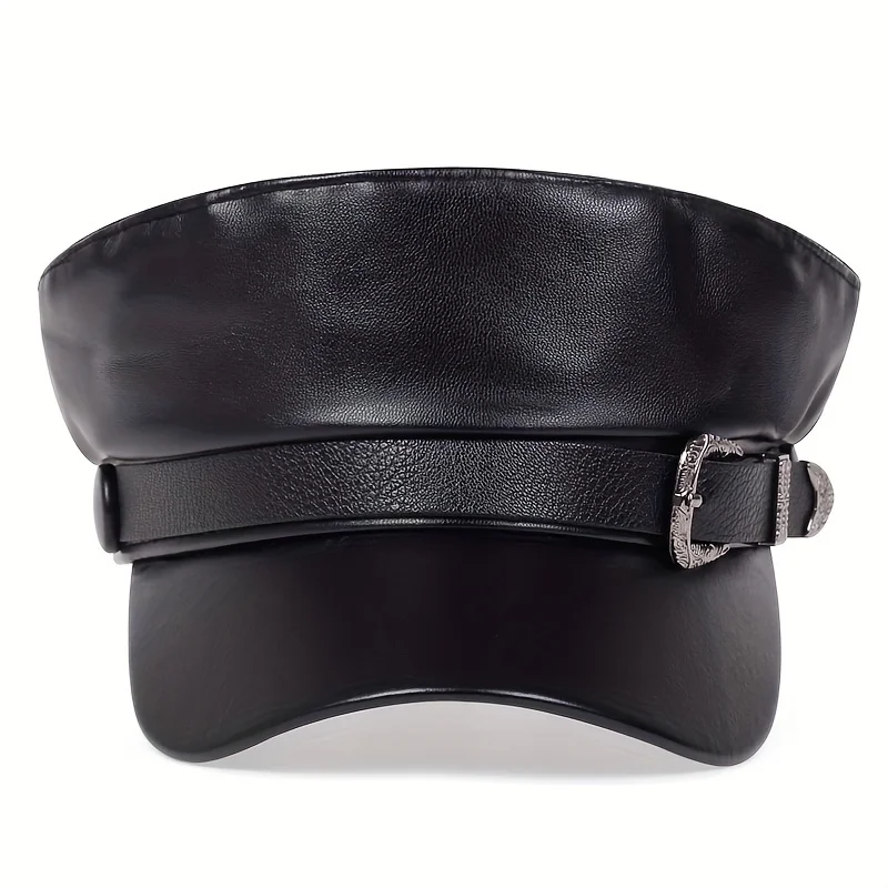 ファッション女性用大型ベルトバックルレザーハット春秋セーラー - Leather Work Hat のレビューと価格