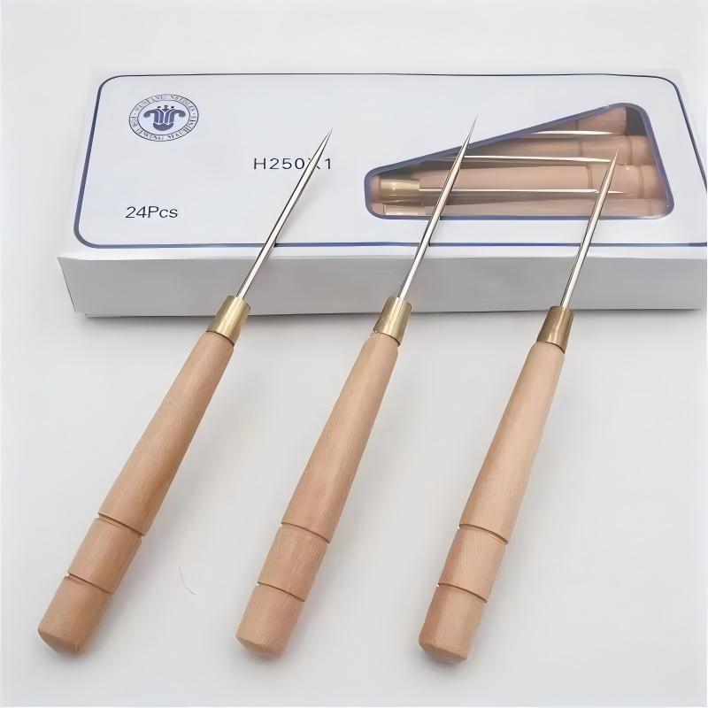 3個入り 木製ハンドル 糸通し棒 レザークラフト 穴あけ D - Leatherwork Awl のレビューと価格