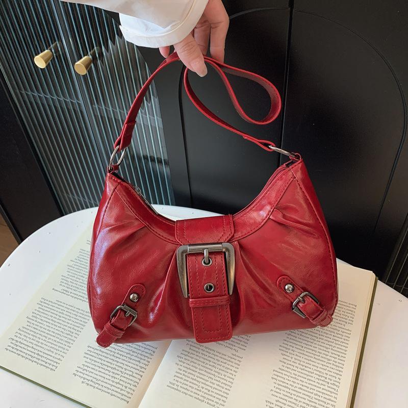Y2K レトロプリーツレザーショルダーバッグハンドバッグ女性 - Leatherwork Workshop のレビューと価格