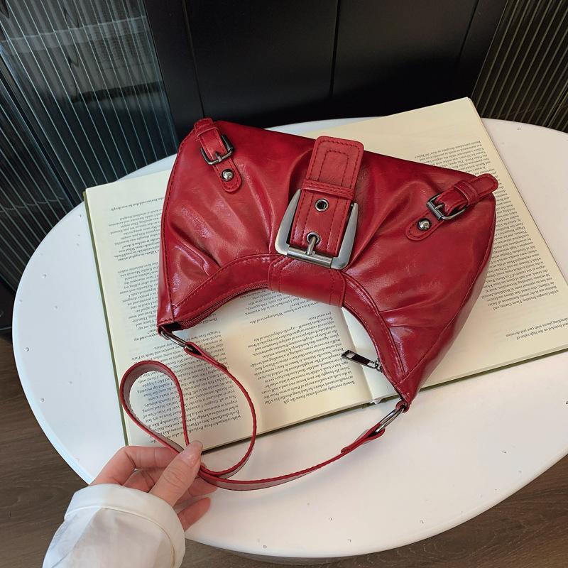 Y2K レトロプリーツレザーショルダーバッグハンドバッグ女性 - Leatherwork Workshop のレビューと価格