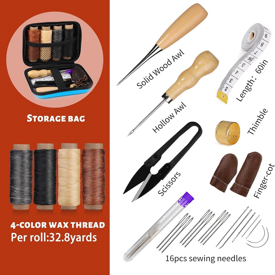 BUDDUR 革縫製ツールキット ワックス糸と針千枚通しプロ - Leatherwork Awl のレビューと価格