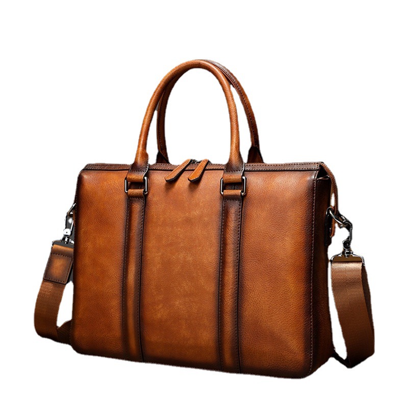 YETTIES ビジネス トップグレインレザー ブリーフケー - Leather Work Handbag のレビューと価格