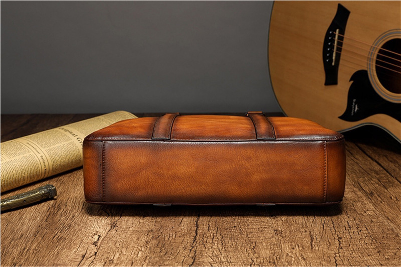 YETTIES ビジネス トップグレインレザー ブリーフケー - Leather Work Handbag のレビューと価格