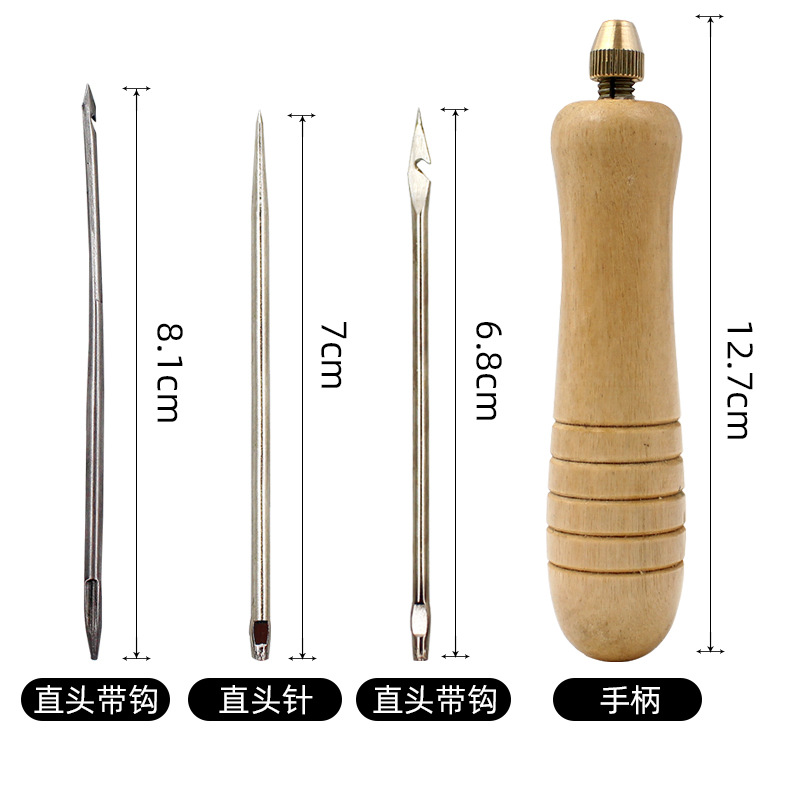 1セットDIY革縫い針木製ハンドル付きセット革キャンバス地テ - Leatherwork Awl のレビューと価格