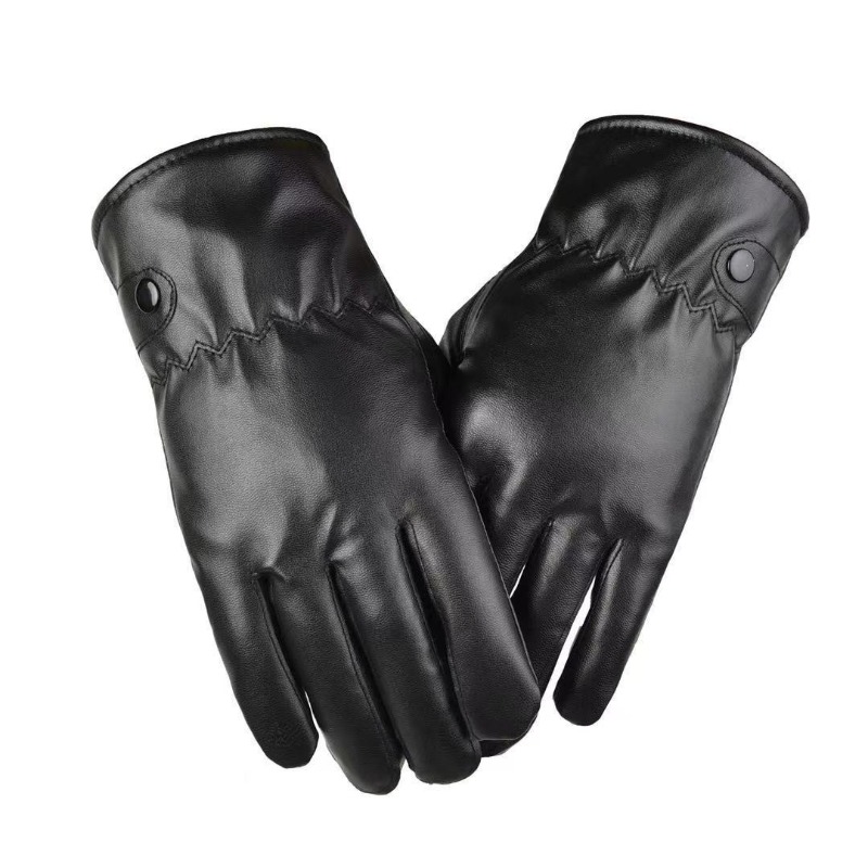 冬のファッション黒 PU レザー手袋男性薄型スタイル運転革男 - Leather Work Winter Gloves のレビューと価格