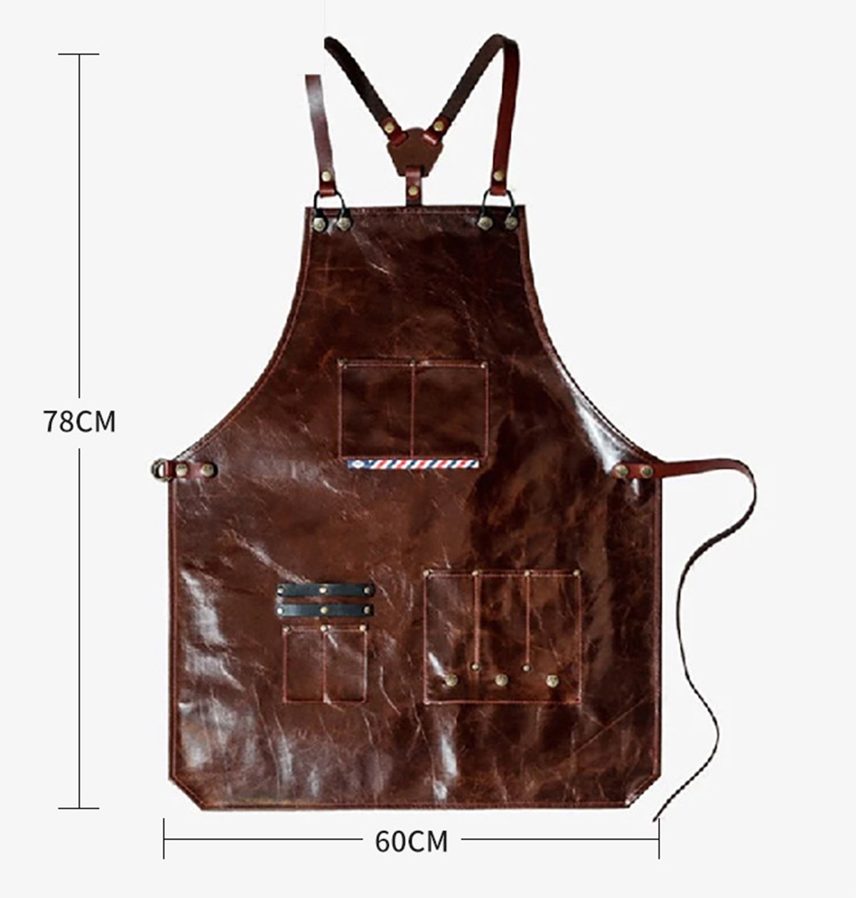 メンズレザーワークエプロン、マルチポケット付き、理髪店、コー - Leatherwork Workshop のレビューと価格