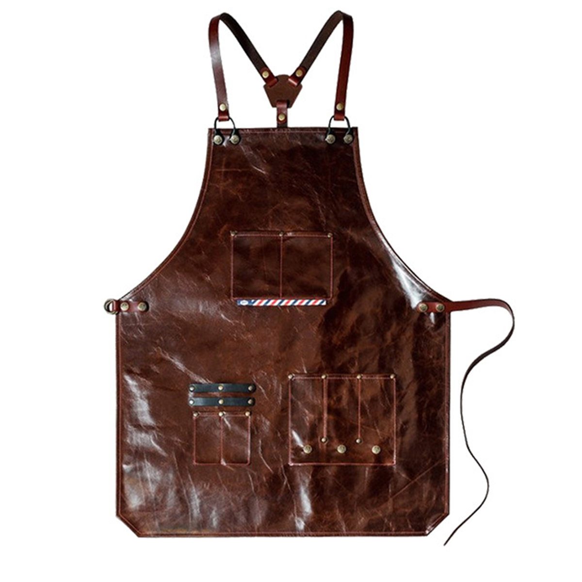 メンズレザーワークエプロン、マルチポケット付き、理髪店、コー - Leatherwork Workshop のレビューと価格