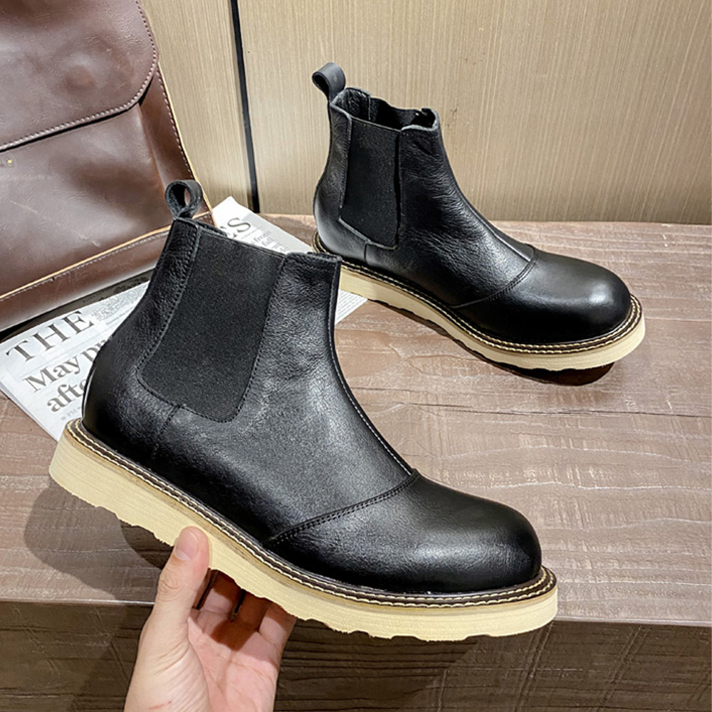 レトロメンズ本革チェルシーブーツハイカットレザーシューズアウ - Leather Work Western のレビューと価格