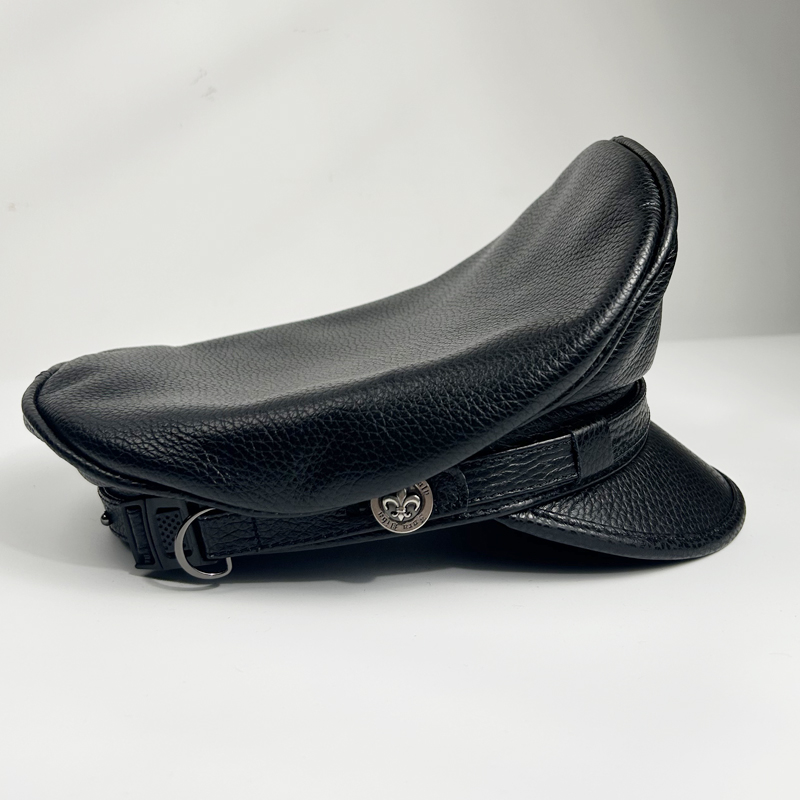 2025 レトロドイツ軍キャップ男性男性本革フラットトップ帽 - Leather Work Hat のレビューと価格