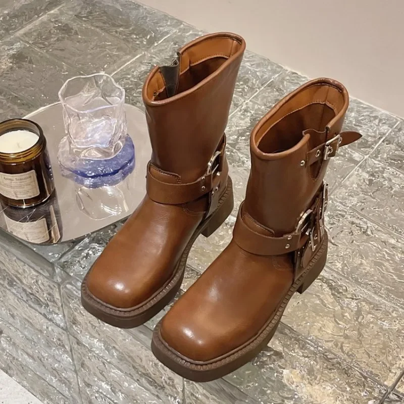 女性用レザーアンクルブーツ,ローヒールブーツ,ラウンドトゥ, - Leather Work Western のレビューと価格