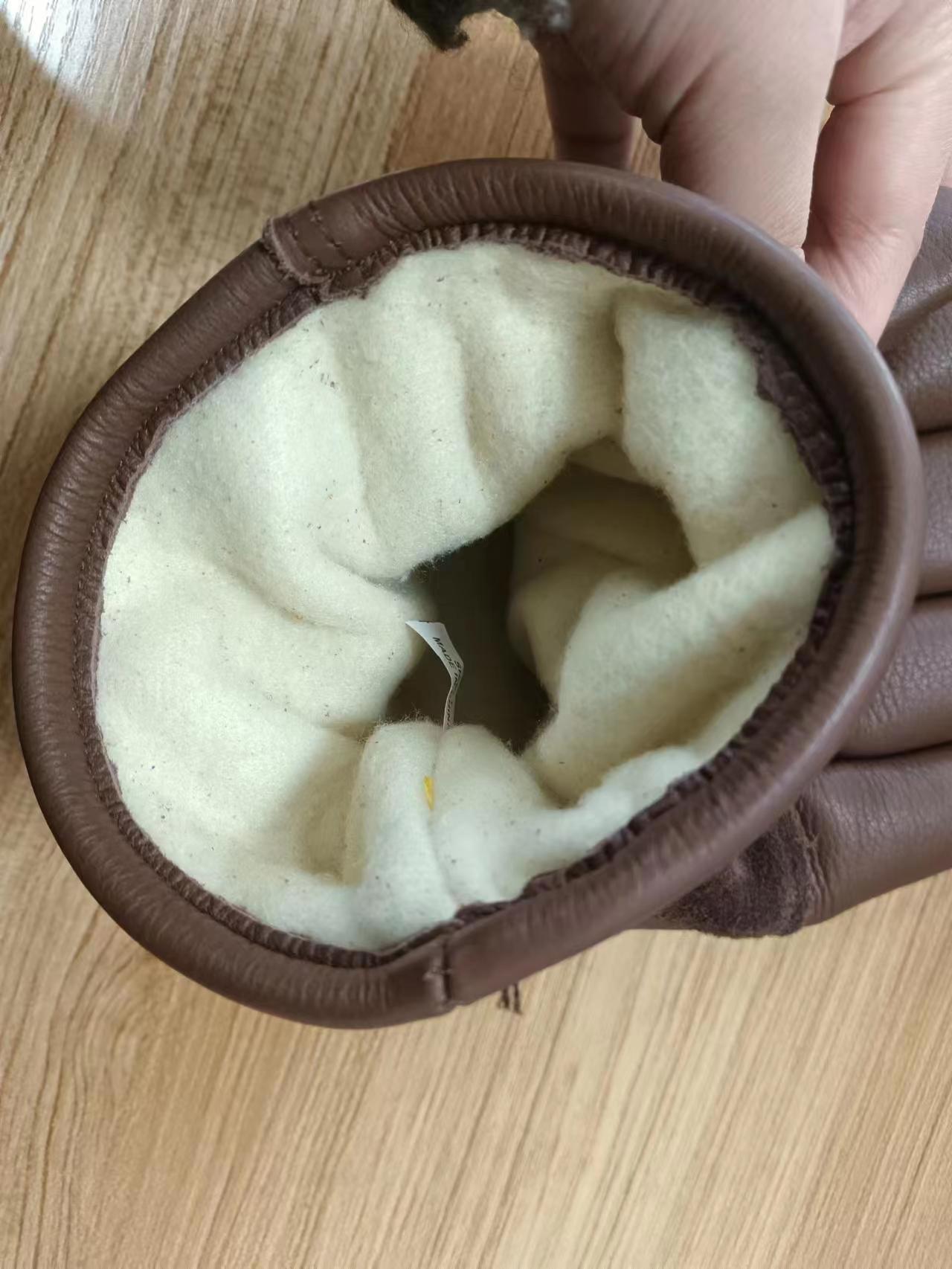 ブラウン冬サーマルコールドワークグローブ牛革オートバイフリー - Leather Work Winter Gloves のレビューと価格