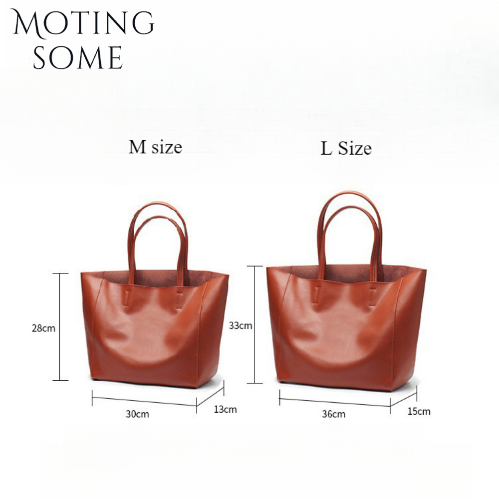 Motingsome 厚い牛革ミニマリズム女性トートビーチバ - Leather Work Handbag のレビューと価格