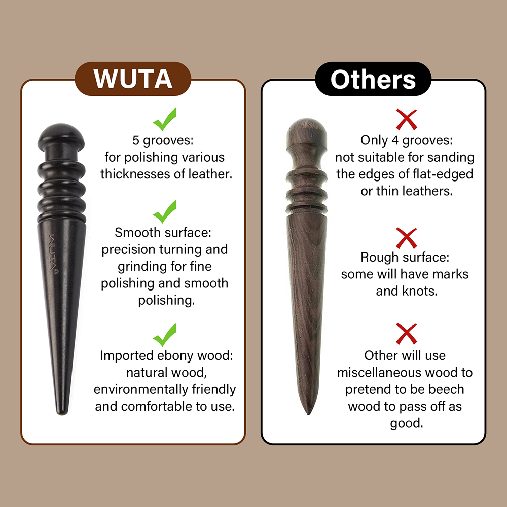 WUTA 1PC プロレザーエッジバーニッシャー高密度黒檀黒 - Leatherwork Mallet のレビューと価格